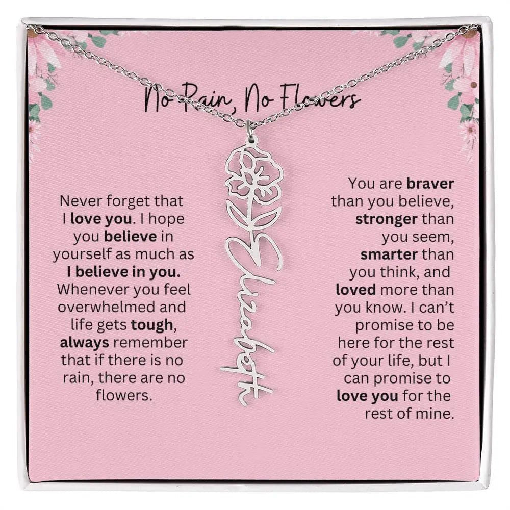 No Rain - No Flowers | Birth Necklace | Name Necklace | Unique Gift for Girlfriend, Wife, and Granddaughter - Ever Trendy Essentials