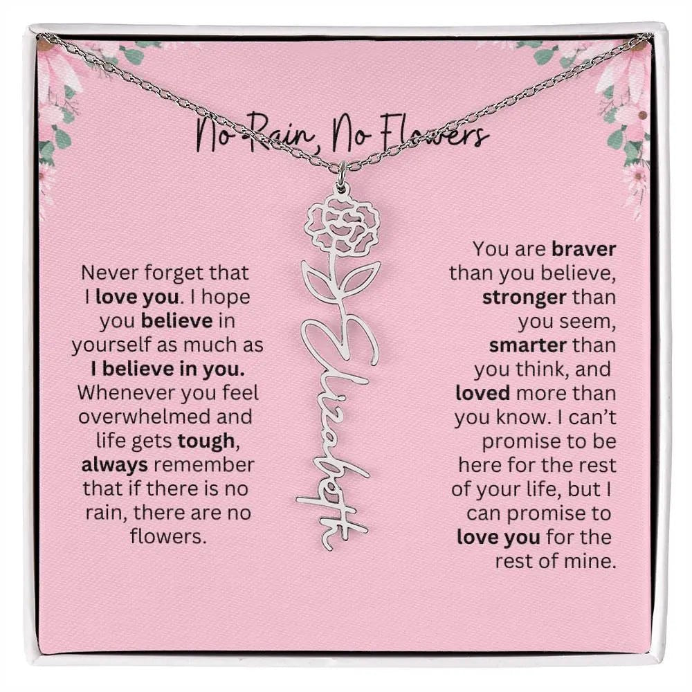 No Rain - No Flowers | Birth Necklace | Name Necklace | Unique Gift for Girlfriend, Wife, and Granddaughter - Ever Trendy Essentials