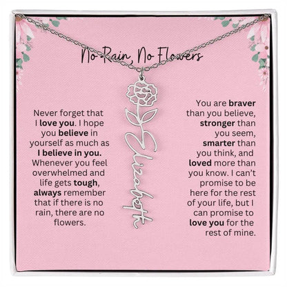 No Rain - No Flowers | Birth Necklace | Name Necklace | Unique Gift for Girlfriend, Wife, and Granddaughter - Ever Trendy Essentials