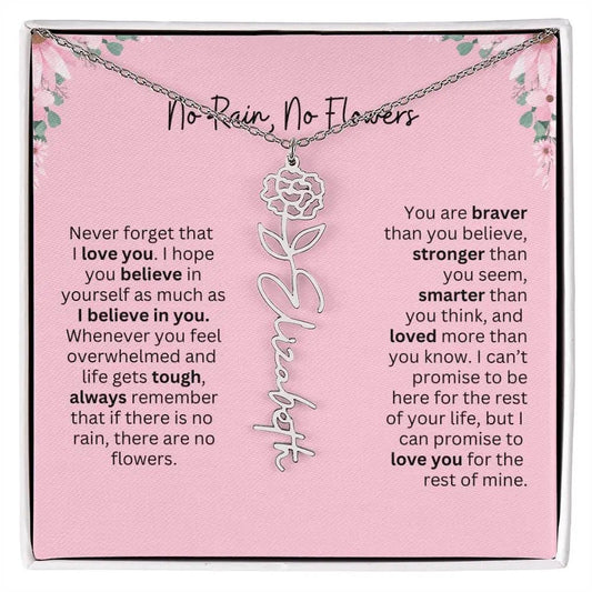 No Rain - No Flowers | Birth Necklace | Name Necklace | Unique Gift for Girlfriend, Wife, and Granddaughter - Ever Trendy Essentials
