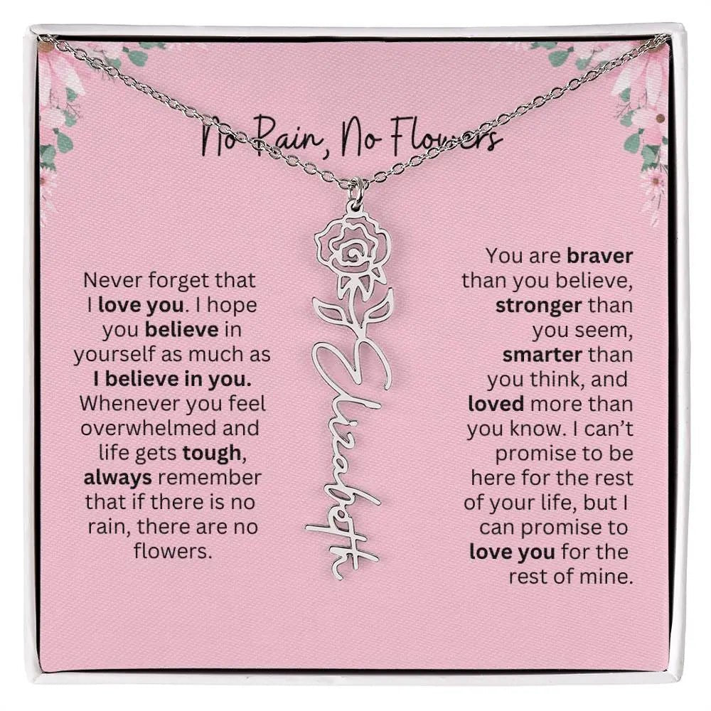 No Rain - No Flowers | Birth Necklace | Name Necklace | Unique Gift for Girlfriend, Wife, and Granddaughter - Ever Trendy Essentials