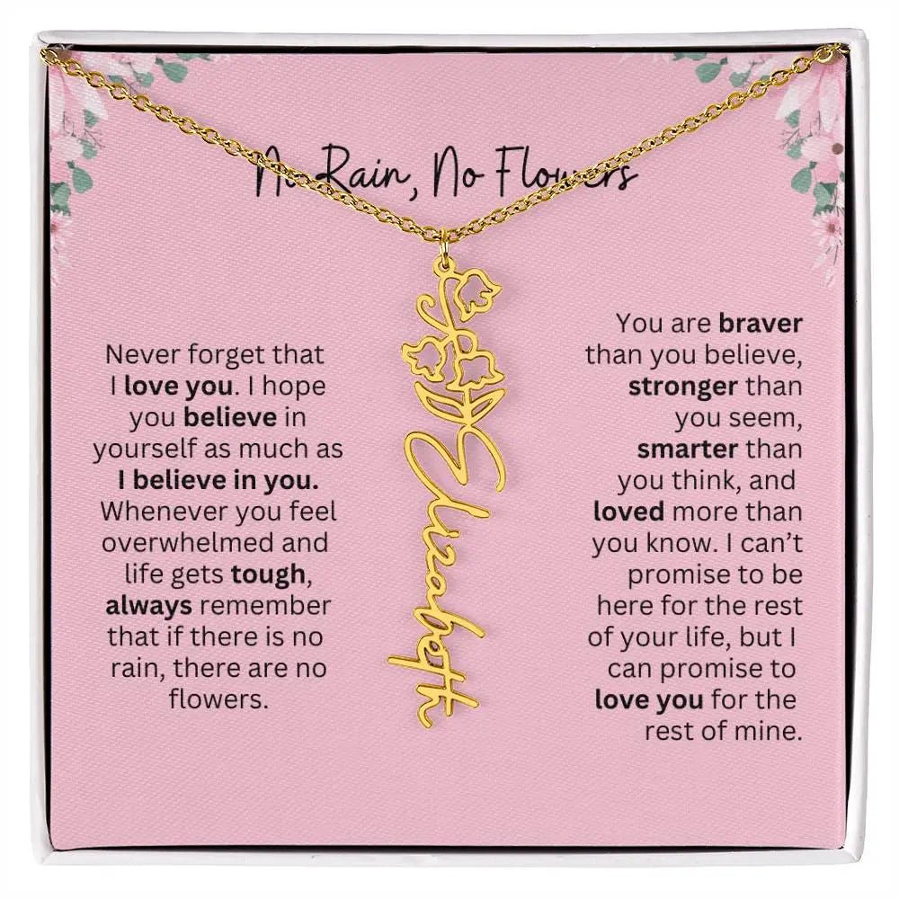 No Rain - No Flowers | Birth Necklace | Name Necklace | Unique Gift for Girlfriend, Wife, and Granddaughter - Ever Trendy Essentials