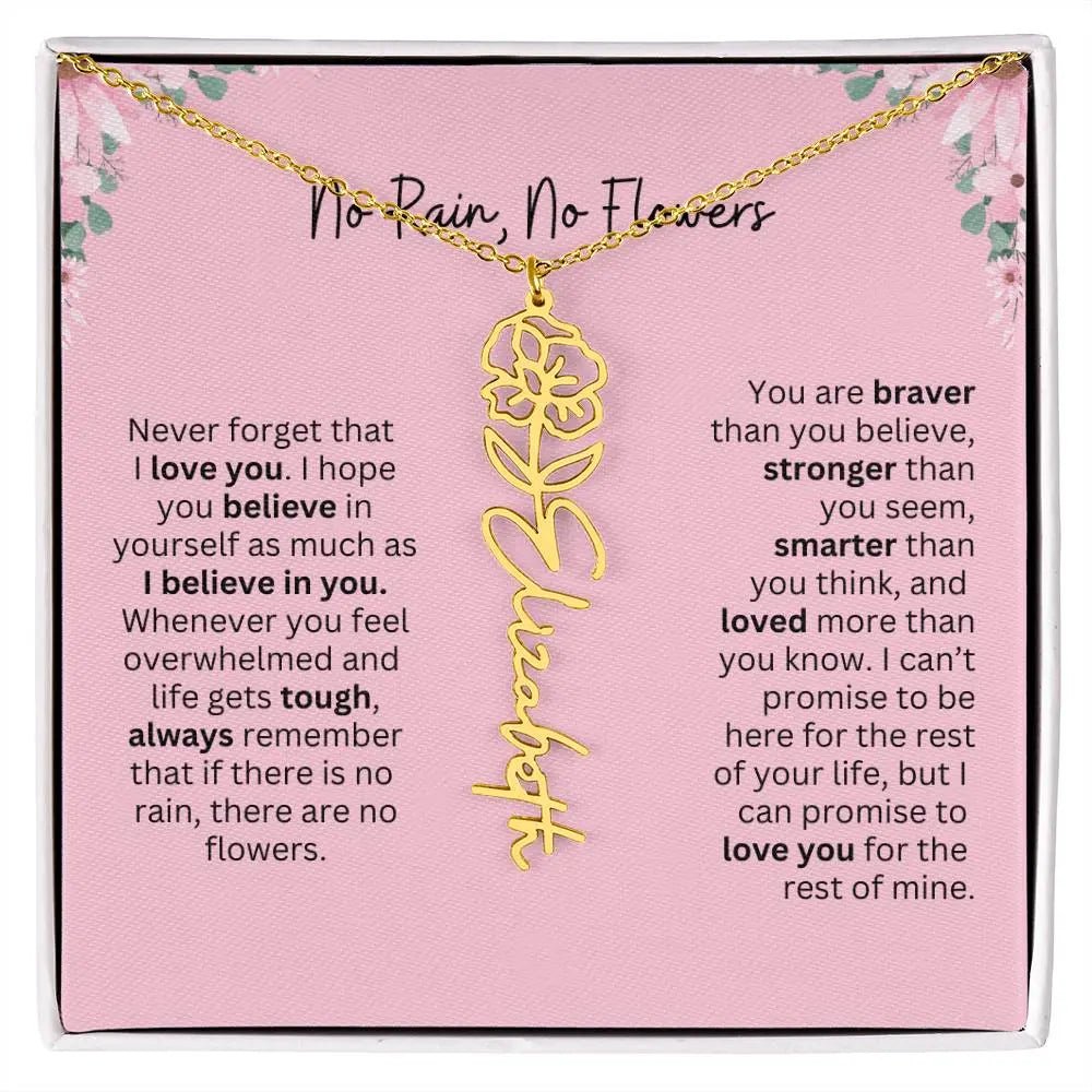 No Rain - No Flowers | Birth Necklace | Name Necklace | Unique Gift for Girlfriend, Wife, and Granddaughter - Ever Trendy Essentials