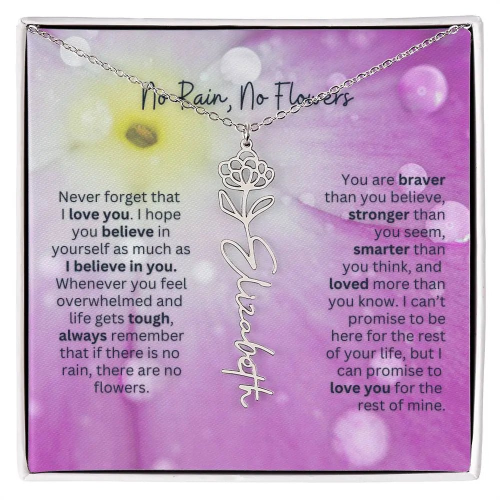 No Rain - No Flowers | Birth Necklace | Name Necklace | Unique Gift for Wife, Girlfriend, and Soulmate - Ever Trendy Essentials