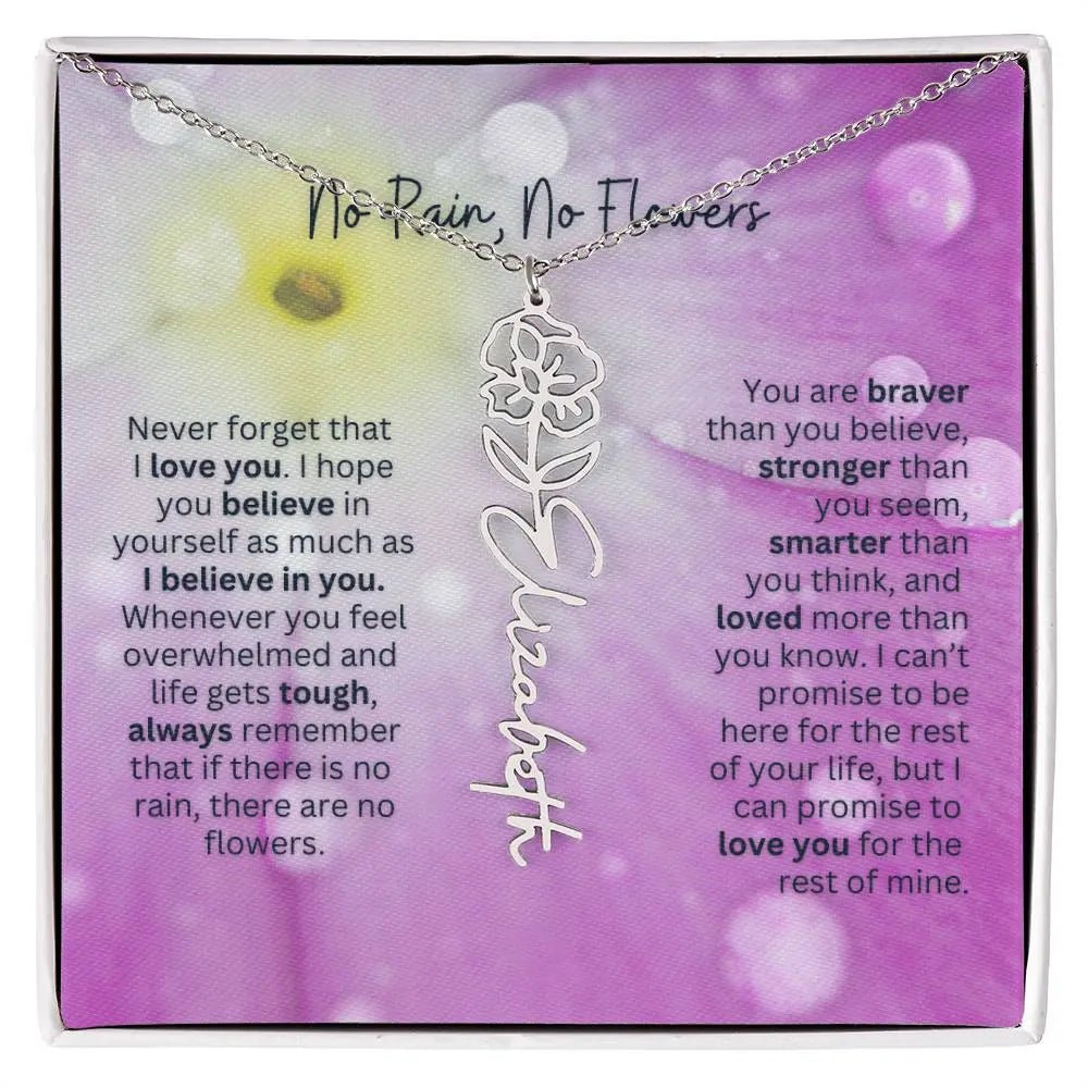 No Rain - No Flowers | Birth Necklace | Name Necklace | Unique Gift for Wife, Girlfriend, and Soulmate - Ever Trendy Essentials