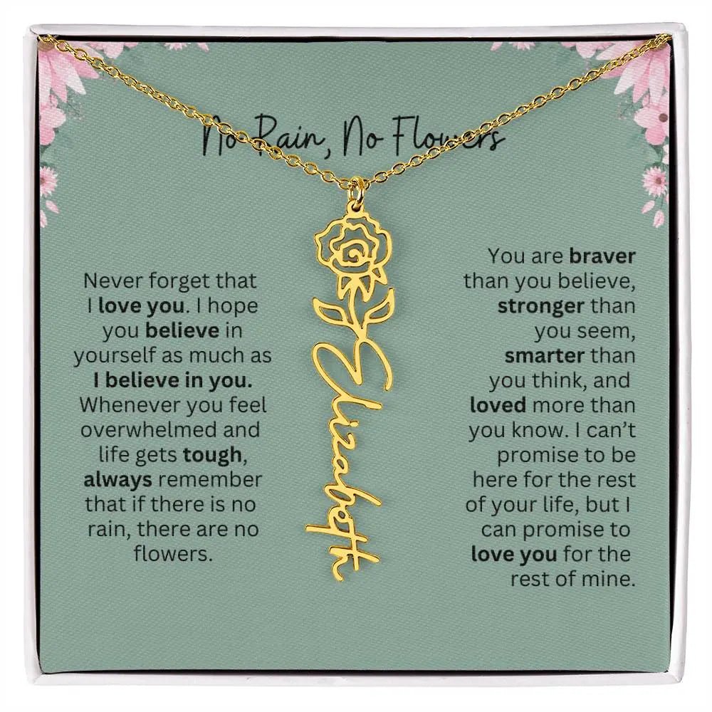 No Rain - No Flowers | Birth Necklace | Name Necklace | Unique Jewelry for Mom, Bonus Daughter, and Soulmate - Ever Trendy Essentials