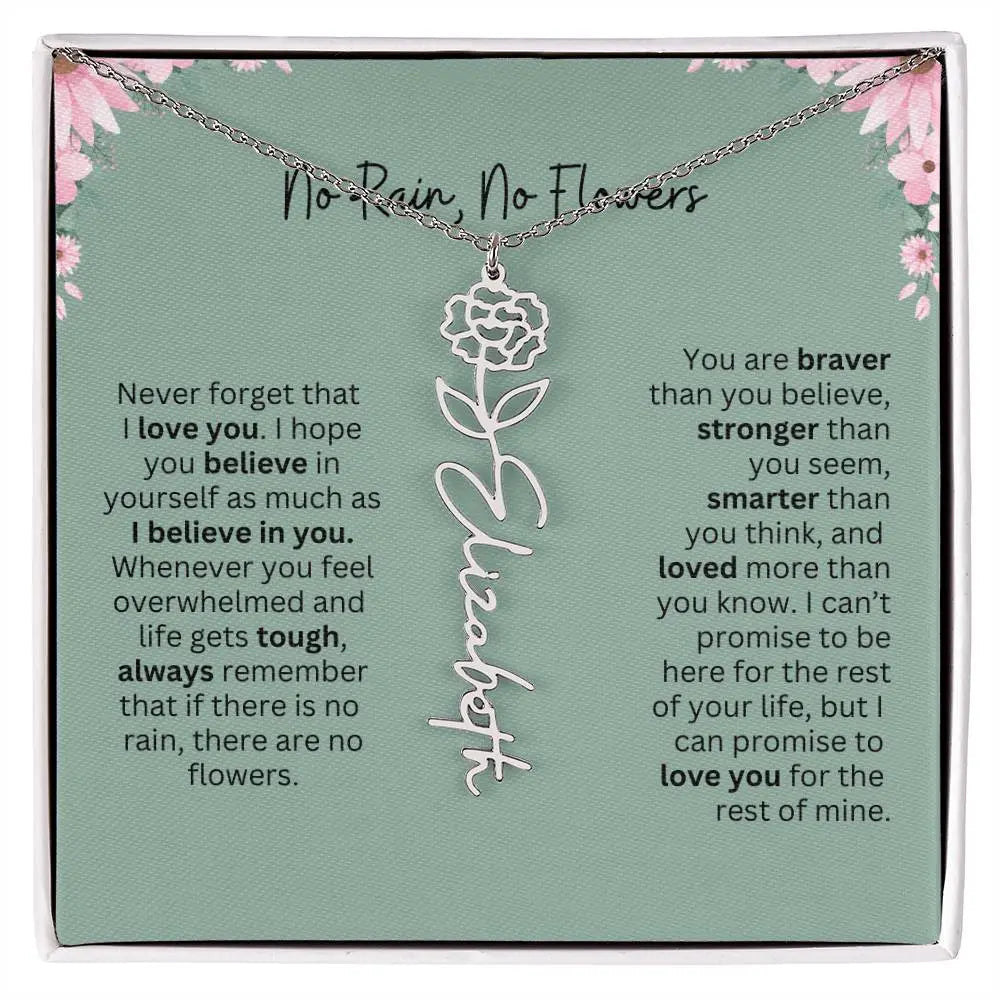 No Rain - No Flowers | Birth Necklace | Name Necklace | Unique Jewelry for Mom, Bonus Daughter, and Soulmate - Ever Trendy Essentials