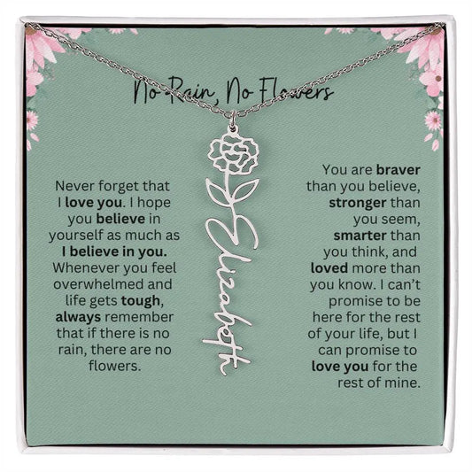 No Rain - No Flowers | Birth Necklace | Name Necklace | Unique Jewelry for Mom, Bonus Daughter, and Soulmate - Ever Trendy Essentials