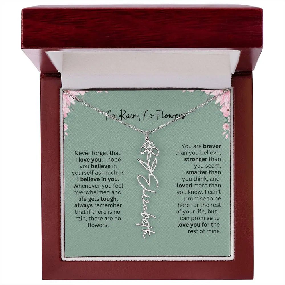 No Rain - No Flowers | Birth Necklace | Name Necklace | Unique Jewelry for Mom, Bonus Daughter, and Soulmate - Ever Trendy Essentials
