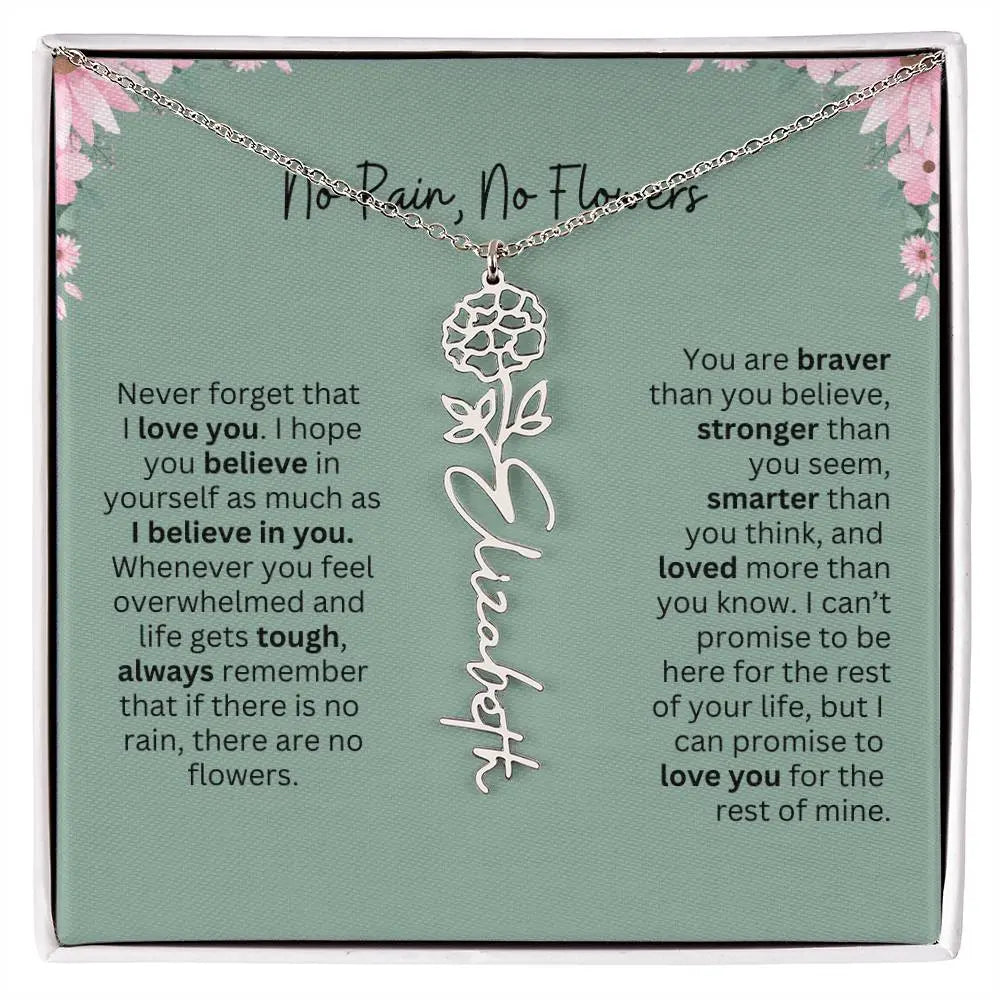No Rain - No Flowers | Birth Necklace | Name Necklace | Unique Jewelry for Mom, Bonus Daughter, and Soulmate - Ever Trendy Essentials