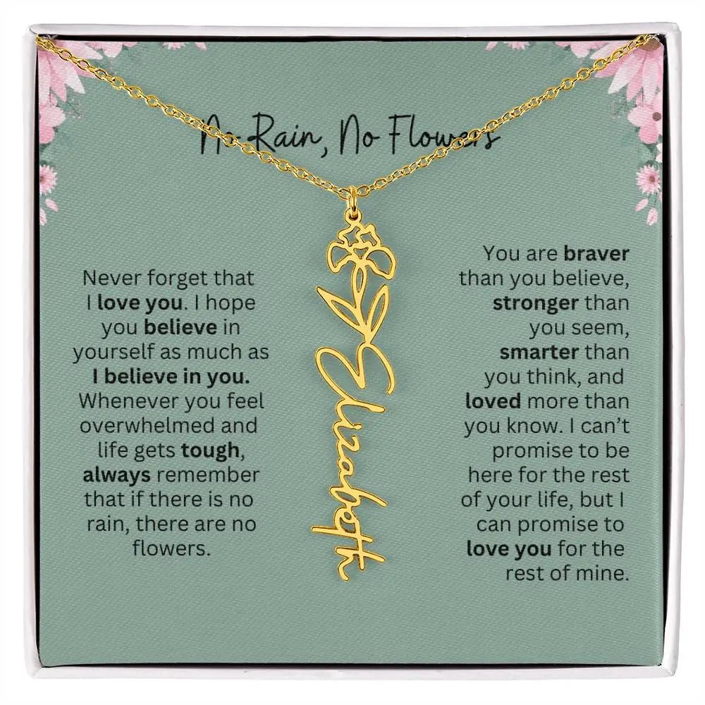 No Rain - No Flowers | Birth Necklace | Name Necklace | Unique Jewelry for Mom, Bonus Daughter, and Soulmate - Ever Trendy Essentials