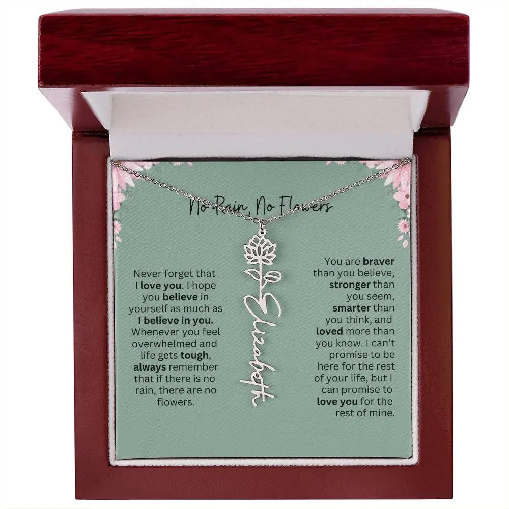 No Rain - No Flowers | Birth Necklace | Name Necklace | Unique Jewelry for Mom, Bonus Daughter, and Soulmate - Ever Trendy Essentials