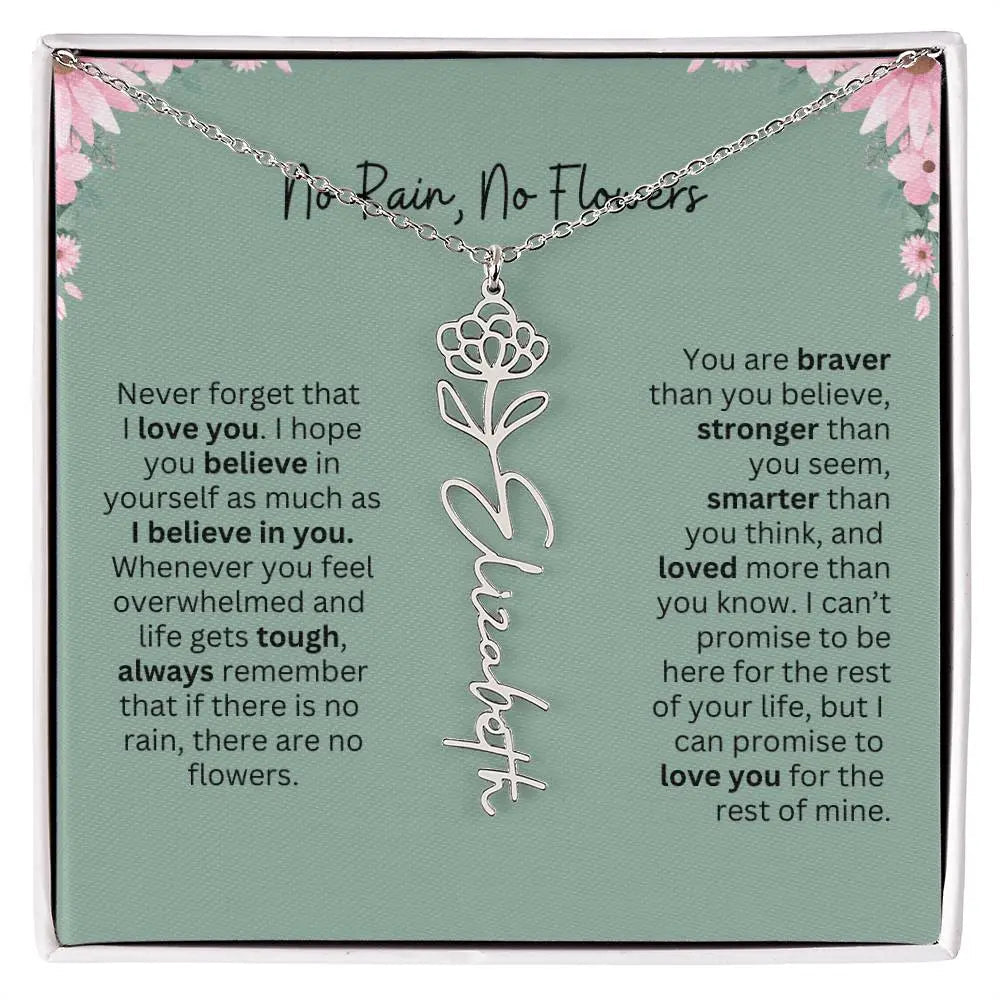 No Rain - No Flowers | Birth Necklace | Name Necklace | Unique Jewelry for Mom, Bonus Daughter, and Soulmate - Ever Trendy Essentials