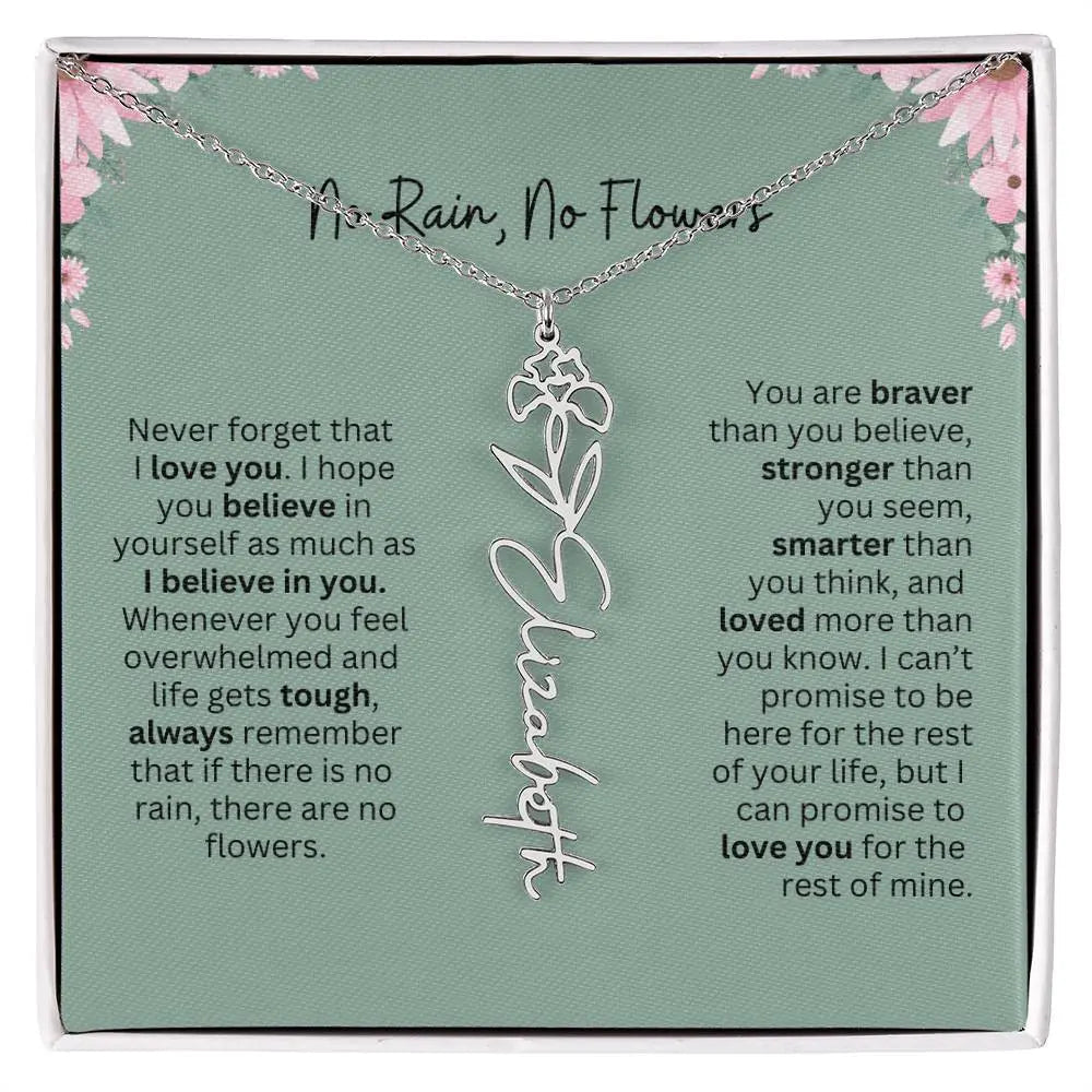 No Rain - No Flowers | Birth Necklace | Name Necklace | Unique Jewelry for Mom, Bonus Daughter, and Soulmate - Ever Trendy Essentials