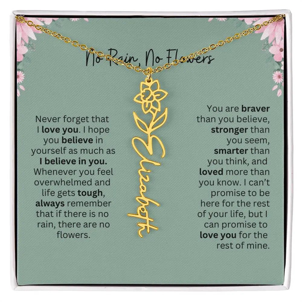 No Rain - No Flowers | Birth Necklace | Name Necklace | Unique Jewelry for Mom, Bonus Daughter, and Soulmate - Ever Trendy Essentials