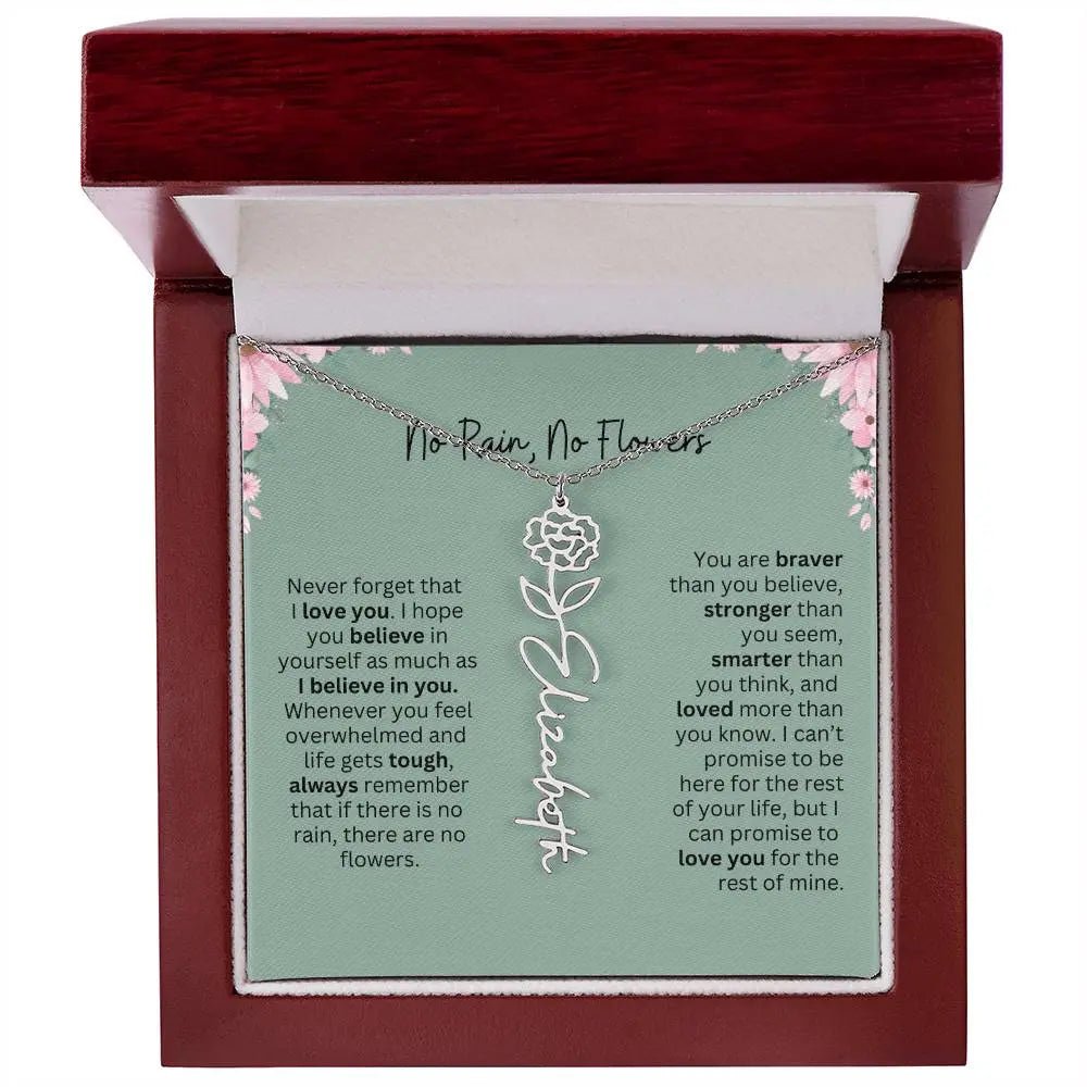 No Rain - No Flowers | Birth Necklace | Name Necklace | Unique Jewelry for Mom, Bonus Daughter, and Soulmate - Ever Trendy Essentials