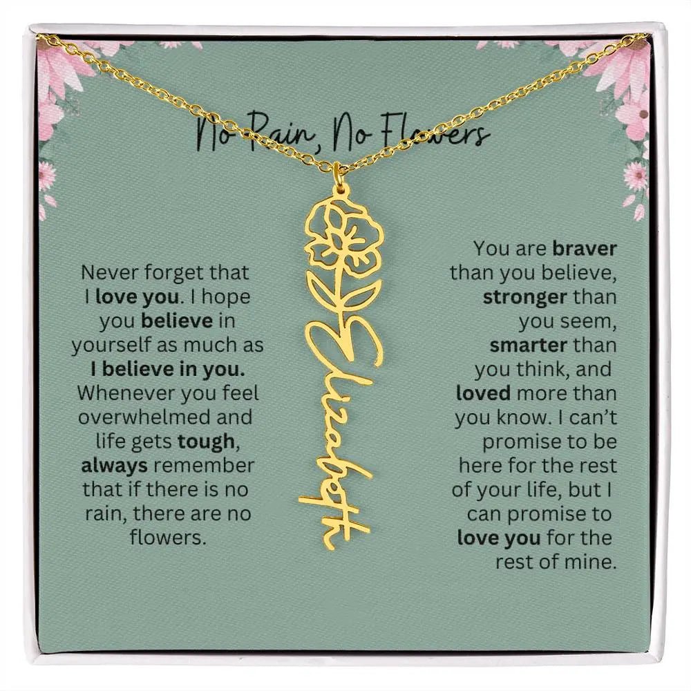 No Rain - No Flowers | Birth Necklace | Name Necklace | Unique Jewelry for Mom, Bonus Daughter, and Soulmate - Ever Trendy Essentials