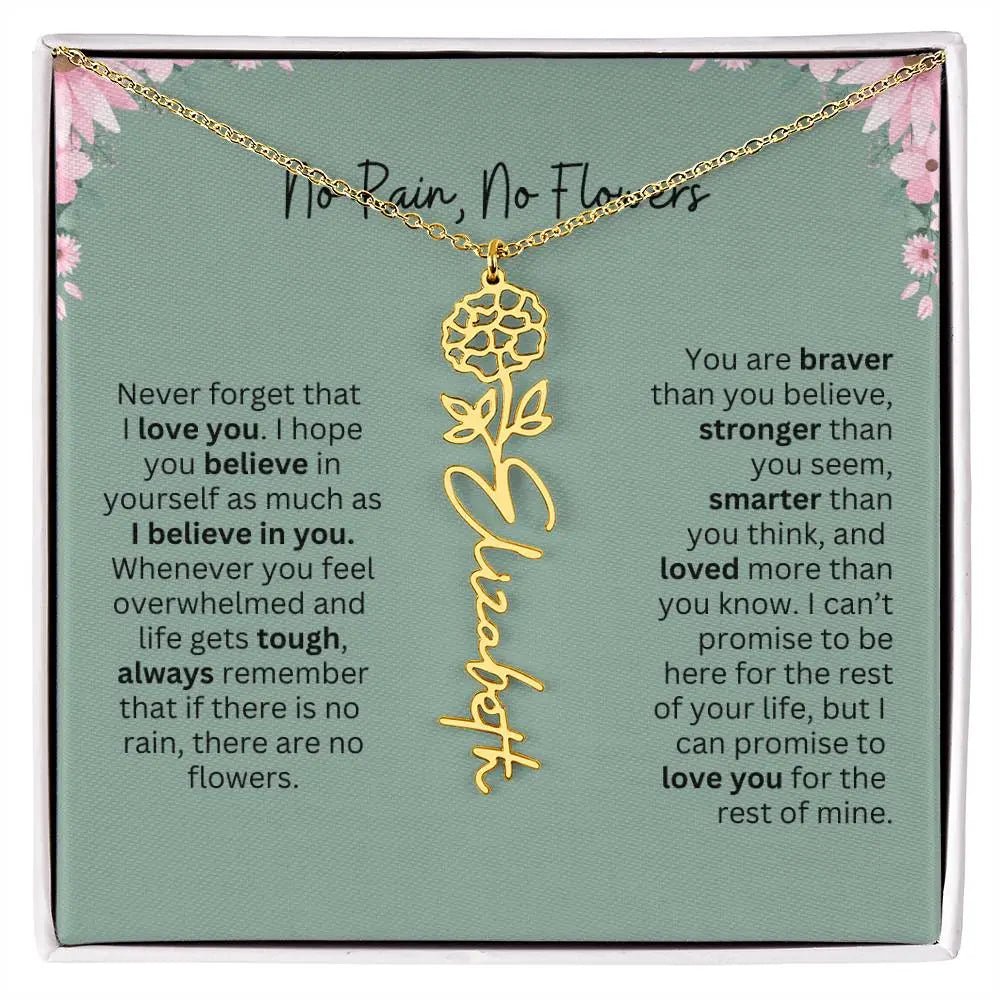 No Rain - No Flowers | Birth Necklace | Name Necklace | Unique Jewelry for Mom, Bonus Daughter, and Soulmate - Ever Trendy Essentials