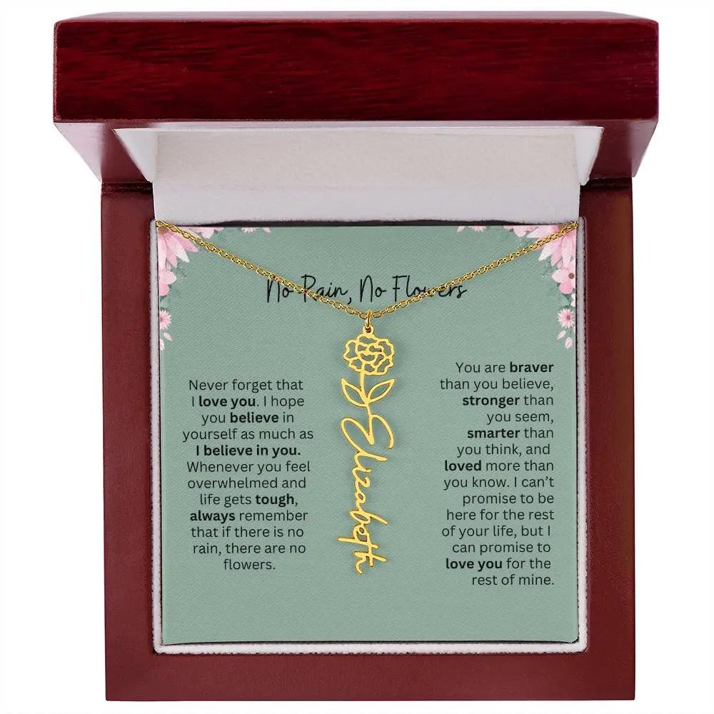 No Rain - No Flowers | Birth Necklace | Name Necklace | Unique Jewelry for Mom, Bonus Daughter, and Soulmate - Ever Trendy Essentials