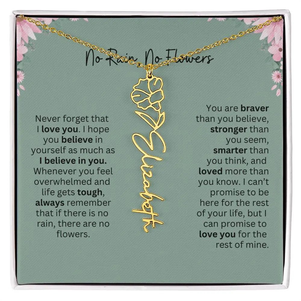 No Rain - No Flowers | Birth Necklace | Name Necklace | Unique Jewelry for Mom, Bonus Daughter, and Soulmate - Ever Trendy Essentials