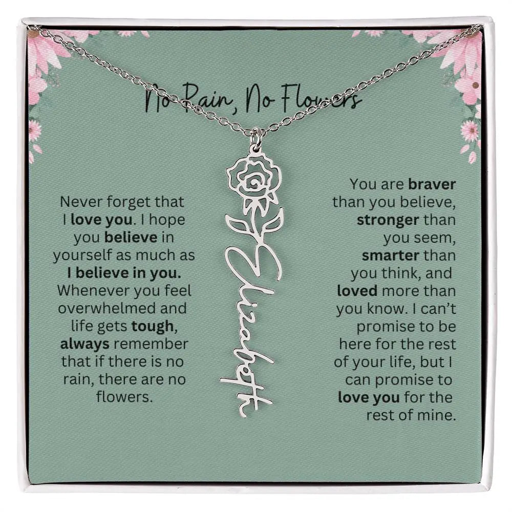 No Rain - No Flowers | Birth Necklace | Name Necklace | Unique Jewelry for Mom, Bonus Daughter, and Soulmate - Ever Trendy Essentials