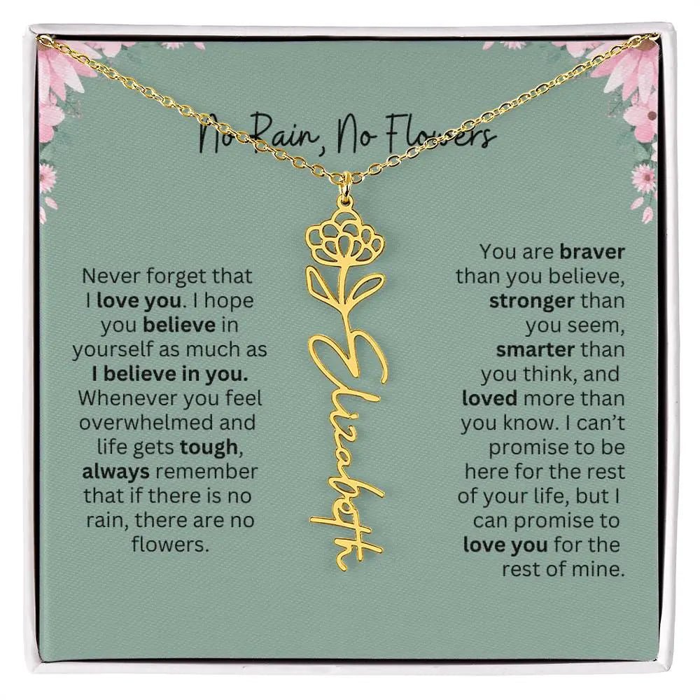 No Rain - No Flowers | Birth Necklace | Name Necklace | Unique Jewelry for Mom, Bonus Daughter, and Soulmate - Ever Trendy Essentials