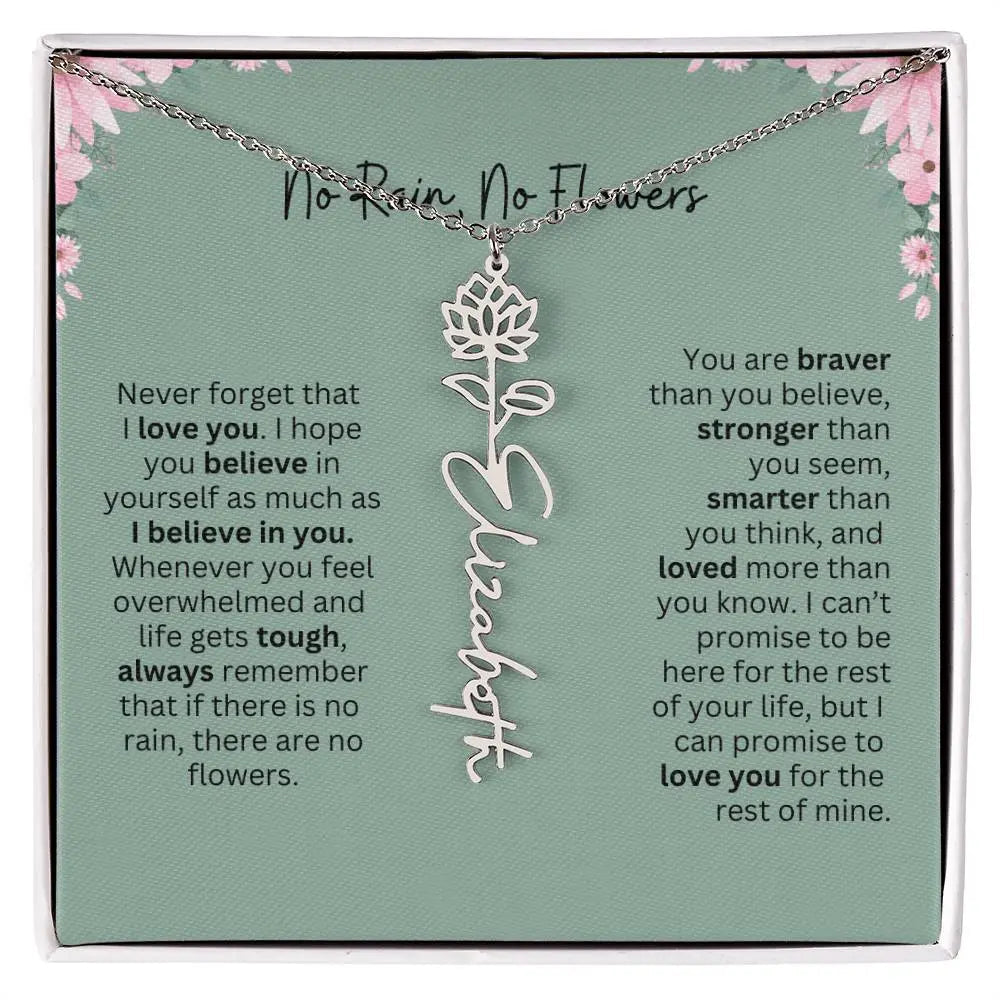 No Rain - No Flowers | Birth Necklace | Name Necklace | Unique Jewelry for Mom, Bonus Daughter, and Soulmate - Ever Trendy Essentials
