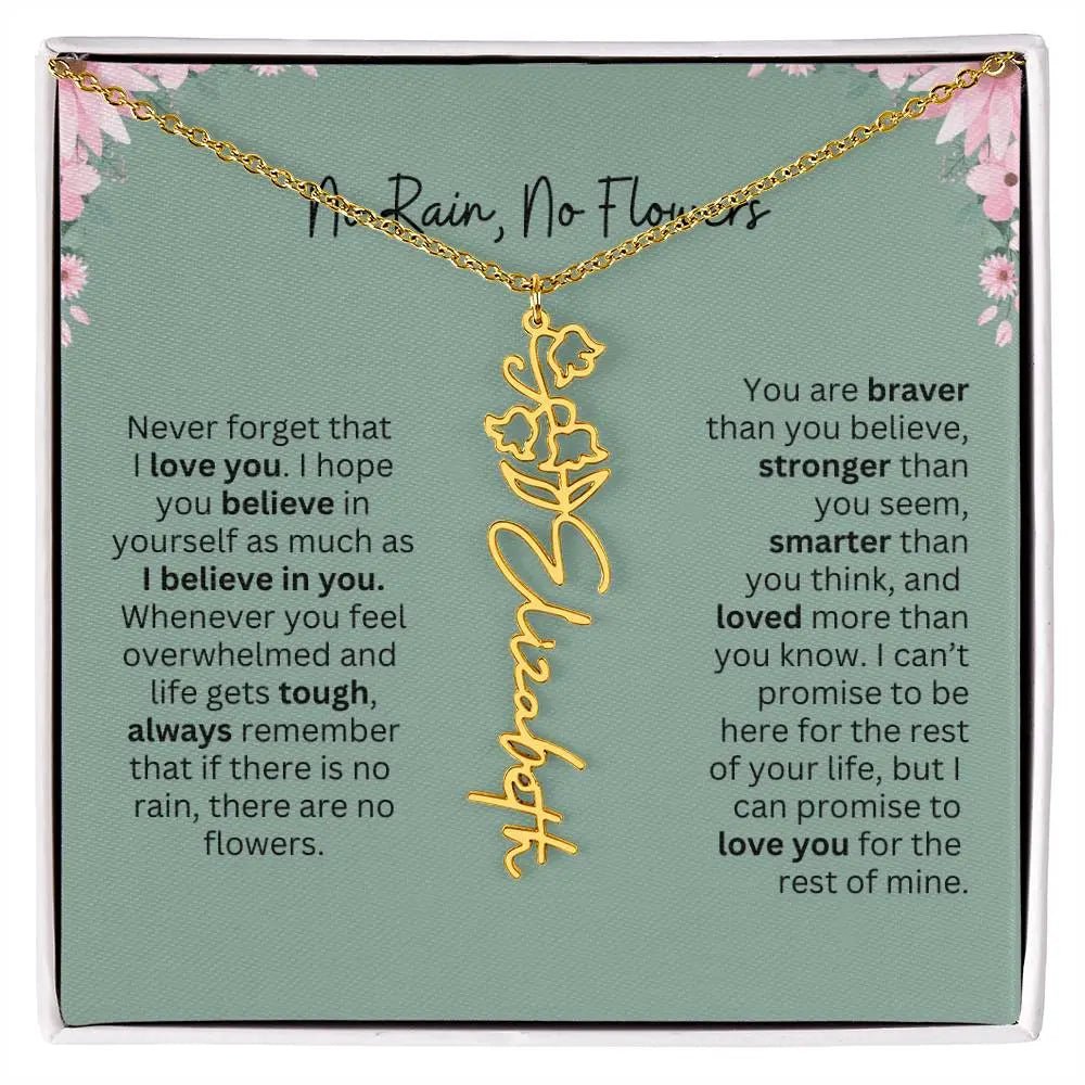 No Rain - No Flowers | Birth Necklace | Name Necklace | Unique Jewelry for Mom, Bonus Daughter, and Soulmate - Ever Trendy Essentials