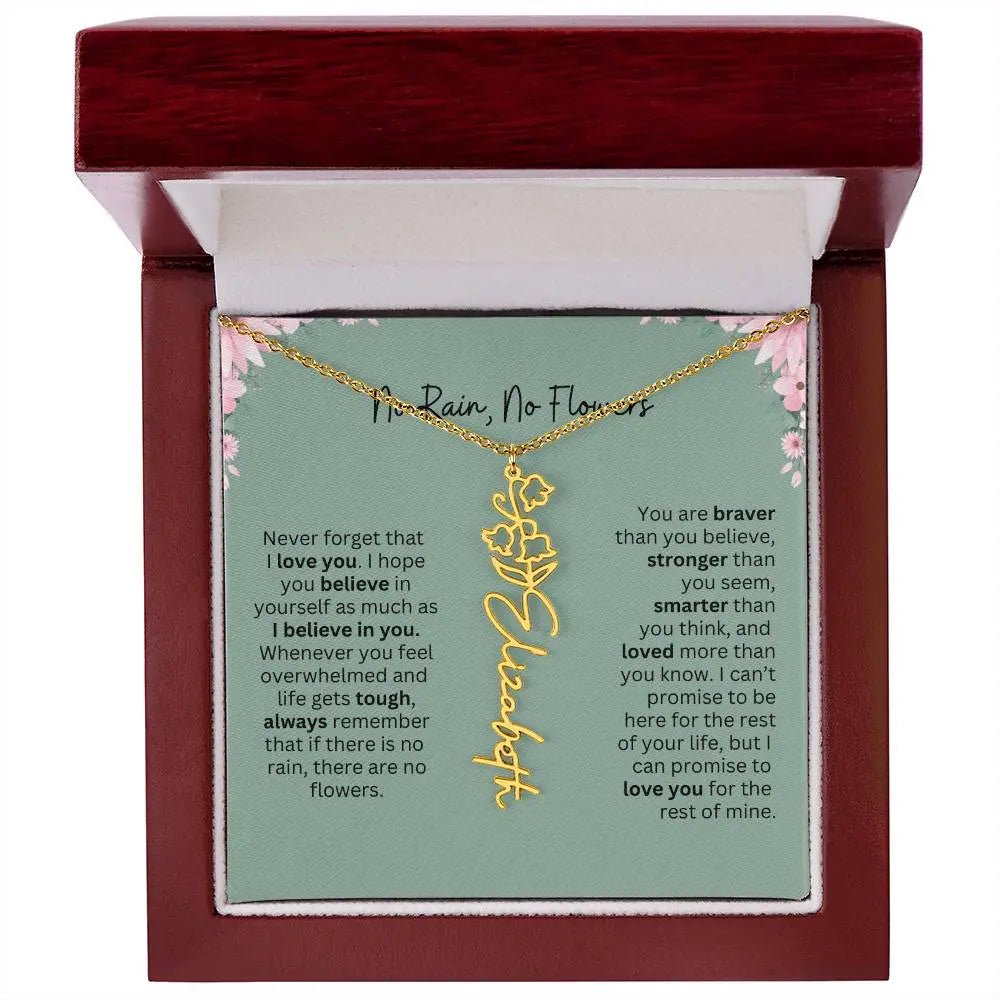 No Rain - No Flowers | Birth Necklace | Name Necklace | Unique Jewelry for Mom, Bonus Daughter, and Soulmate - Ever Trendy Essentials