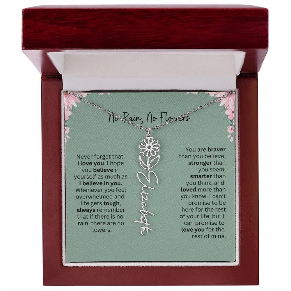 No Rain - No Flowers | Birth Necklace | Name Necklace | Unique Jewelry for Mom, Bonus Daughter, and Soulmate - Ever Trendy Essentials