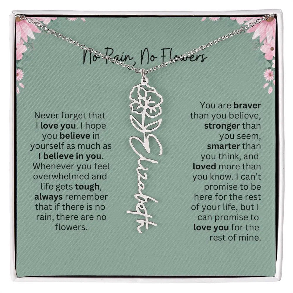 No Rain - No Flowers | Birth Necklace | Name Necklace | Unique Jewelry for Mom, Bonus Daughter, and Soulmate - Ever Trendy Essentials
