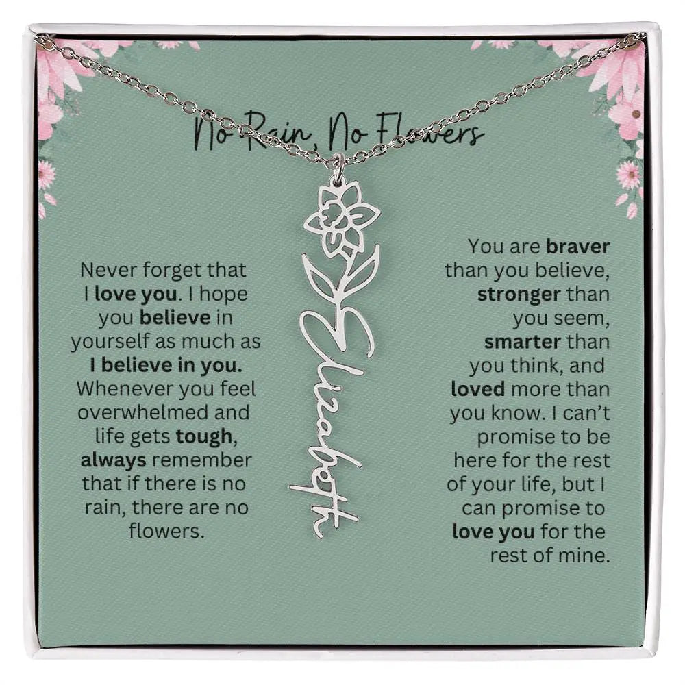 No Rain - No Flowers | Birth Necklace | Name Necklace | Unique Jewelry for Mom, Bonus Daughter, and Soulmate - Ever Trendy Essentials