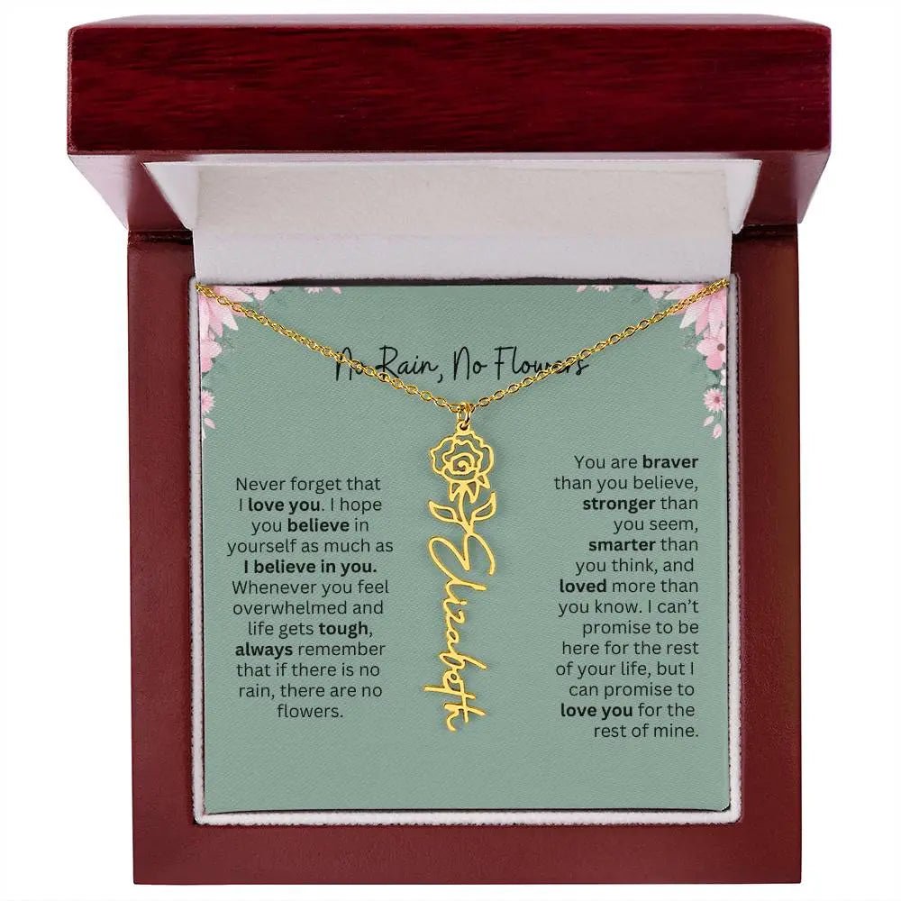 No Rain - No Flowers | Birth Necklace | Name Necklace | Unique Jewelry for Mom, Bonus Daughter, and Soulmate - Ever Trendy Essentials