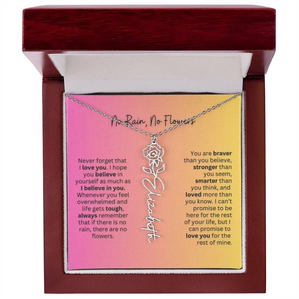 No Rain - No Flowers | Birth Necklace | Name Necklace | Unique Jewelry for Wife, Soulmate - Ever Trendy Essentials