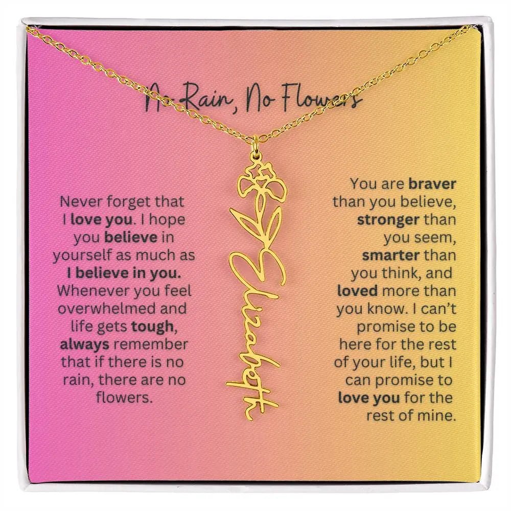 No Rain - No Flowers | Birth Necklace | Name Necklace | Unique Jewelry for Wife, Soulmate - Ever Trendy Essentials