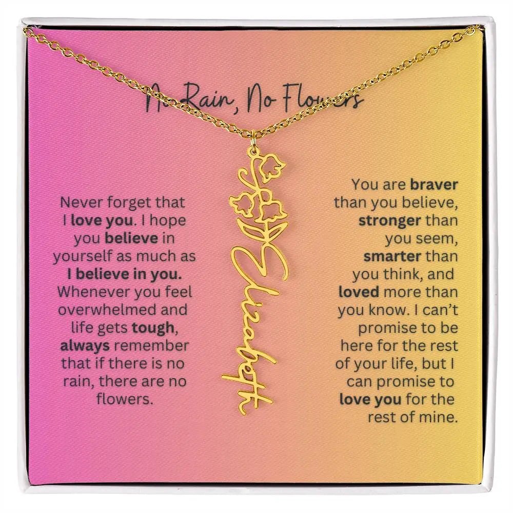 No Rain - No Flowers | Birth Necklace | Name Necklace | Unique Jewelry for Wife, Soulmate - Ever Trendy Essentials