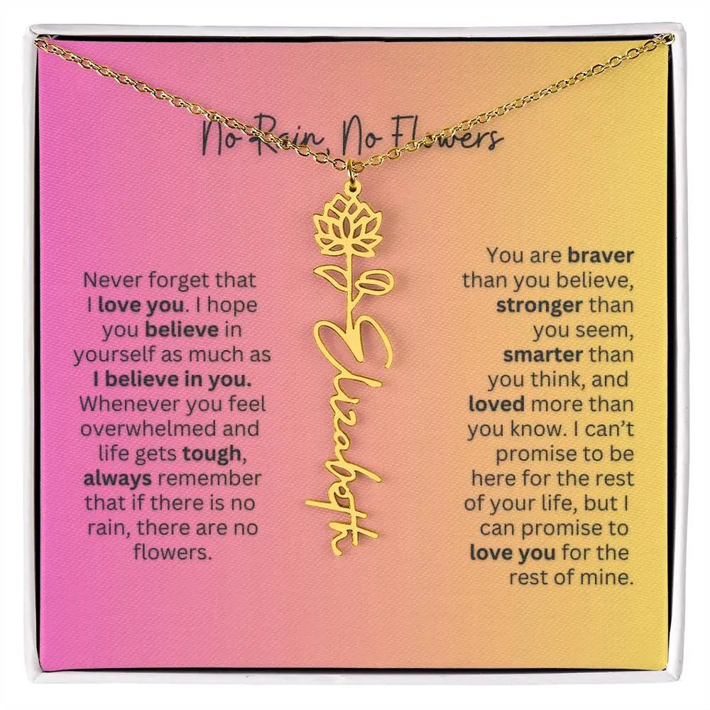 No Rain - No Flowers | Birth Necklace | Name Necklace | Unique Jewelry for Wife, Soulmate - Ever Trendy Essentials