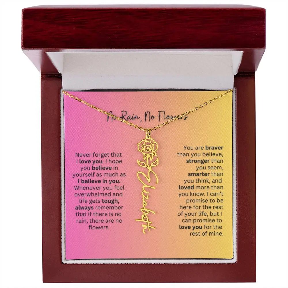 No Rain - No Flowers | Birth Necklace | Name Necklace | Unique Jewelry for Wife, Soulmate - Ever Trendy Essentials
