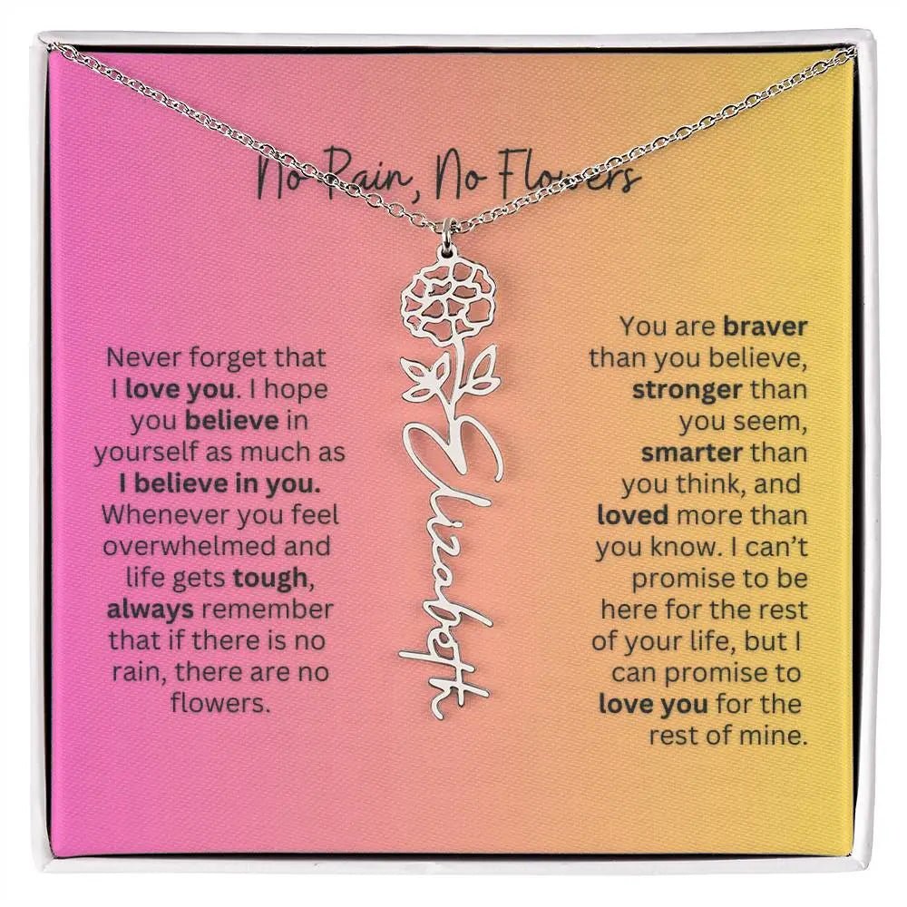 No Rain - No Flowers | Birth Necklace | Name Necklace | Unique Jewelry for Wife, Soulmate - Ever Trendy Essentials