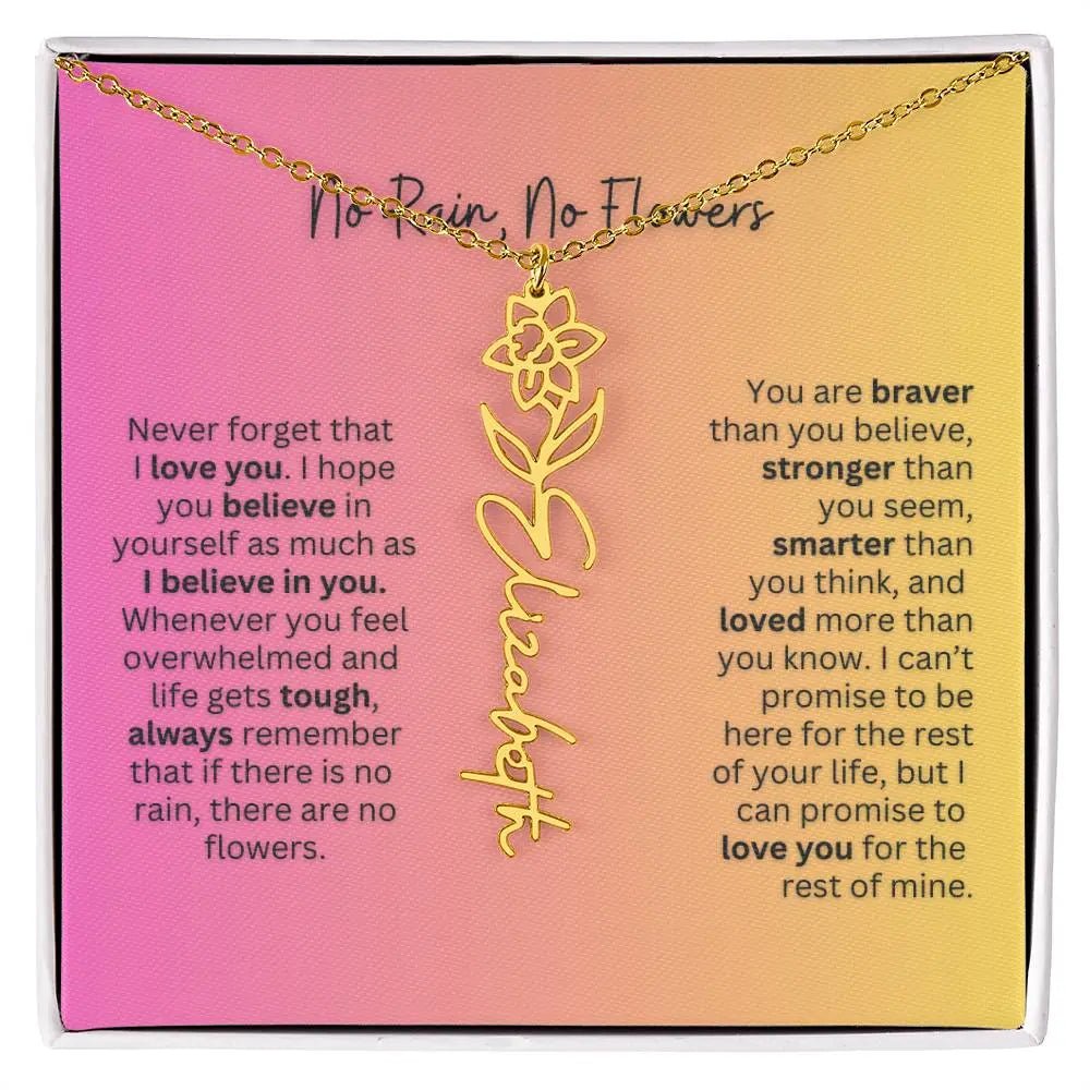No Rain - No Flowers | Birth Necklace | Name Necklace | Unique Jewelry for Wife, Soulmate - Ever Trendy Essentials