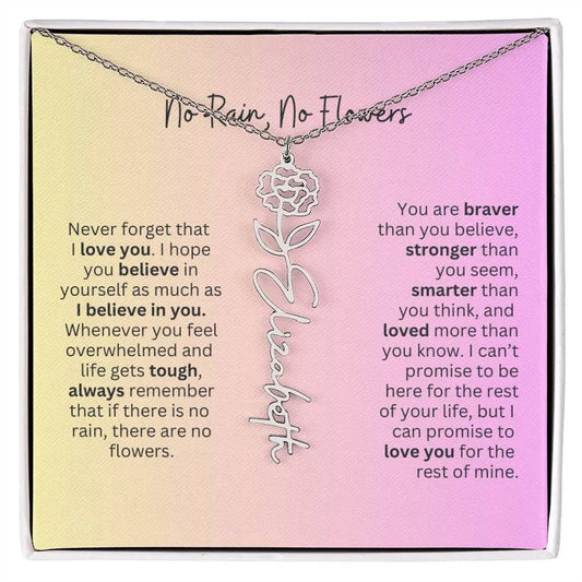 No Rain - No Flowers I Birth Necklace I Name Necklace I Pink - Ever Trendy Essentials