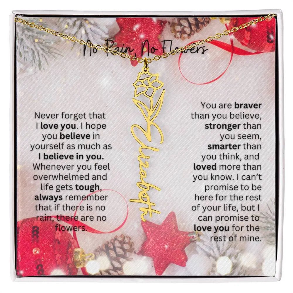 No Rain No Flowers Necklace for Daughter - Christmas Birth Flower Jewelry Gift 2025 - Ever Trendy Essentials