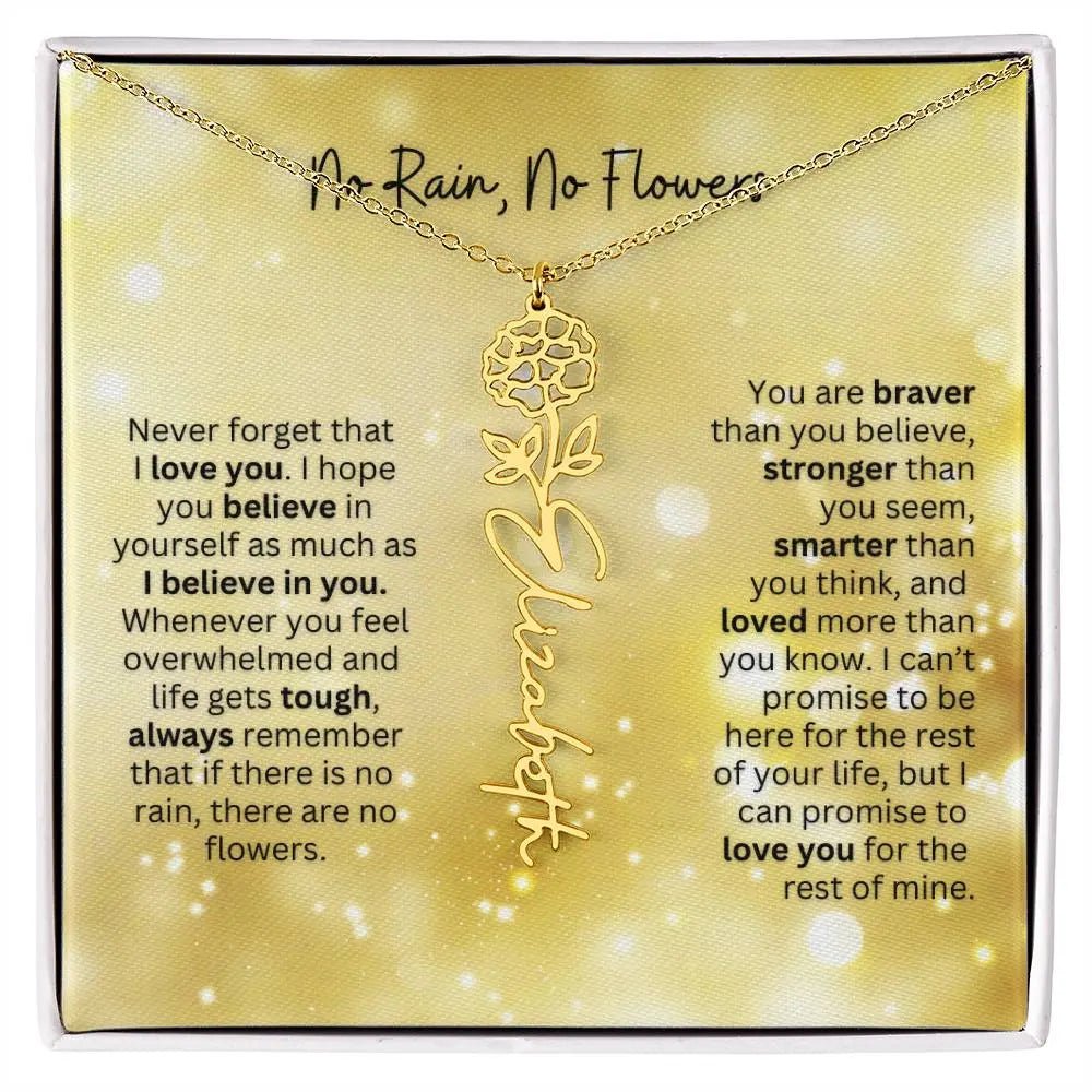 No Rain No Flowers Necklace for Daughter - Christmas Birth Flower Jewelry Gift 2025 - Ever Trendy Essentials