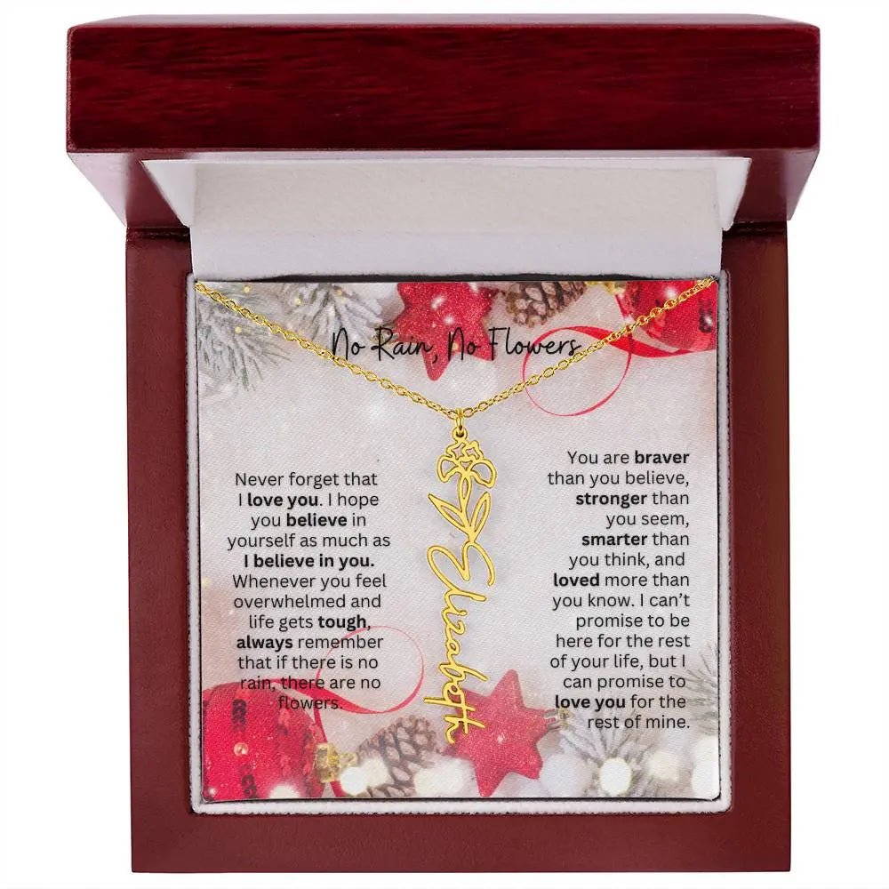 No Rain No Flowers Necklace for Daughter - Christmas Birth Flower Jewelry Gift 2025 - Ever Trendy Essentials