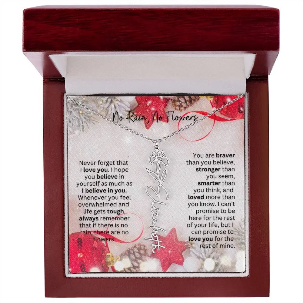 No Rain No Flowers Necklace for Daughter - Christmas Birth Flower Jewelry Gift 2025 - Ever Trendy Essentials