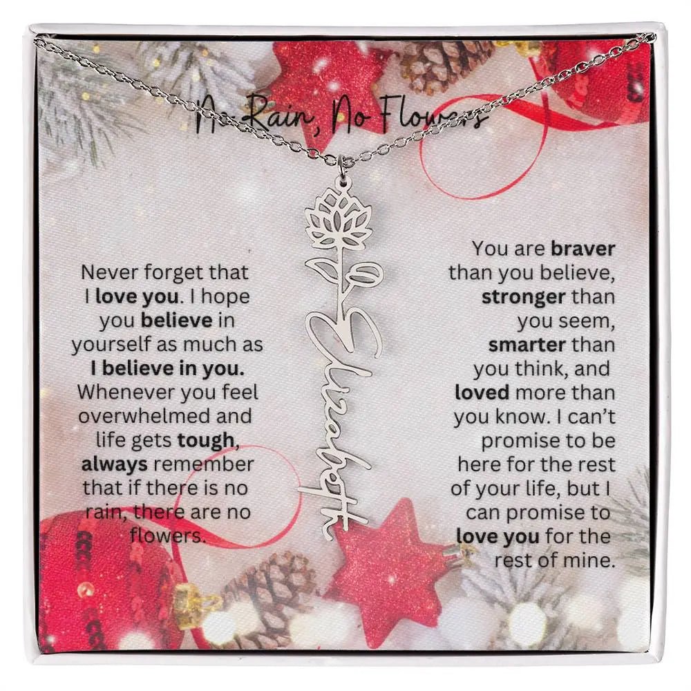 No Rain No Flowers Necklace for Daughter - Christmas Birth Flower Jewelry Gift 2025 - Ever Trendy Essentials