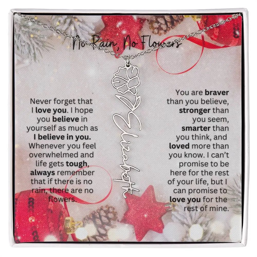 No Rain No Flowers Necklace for Daughter - Christmas Birth Flower Jewelry Gift 2025 - Ever Trendy Essentials