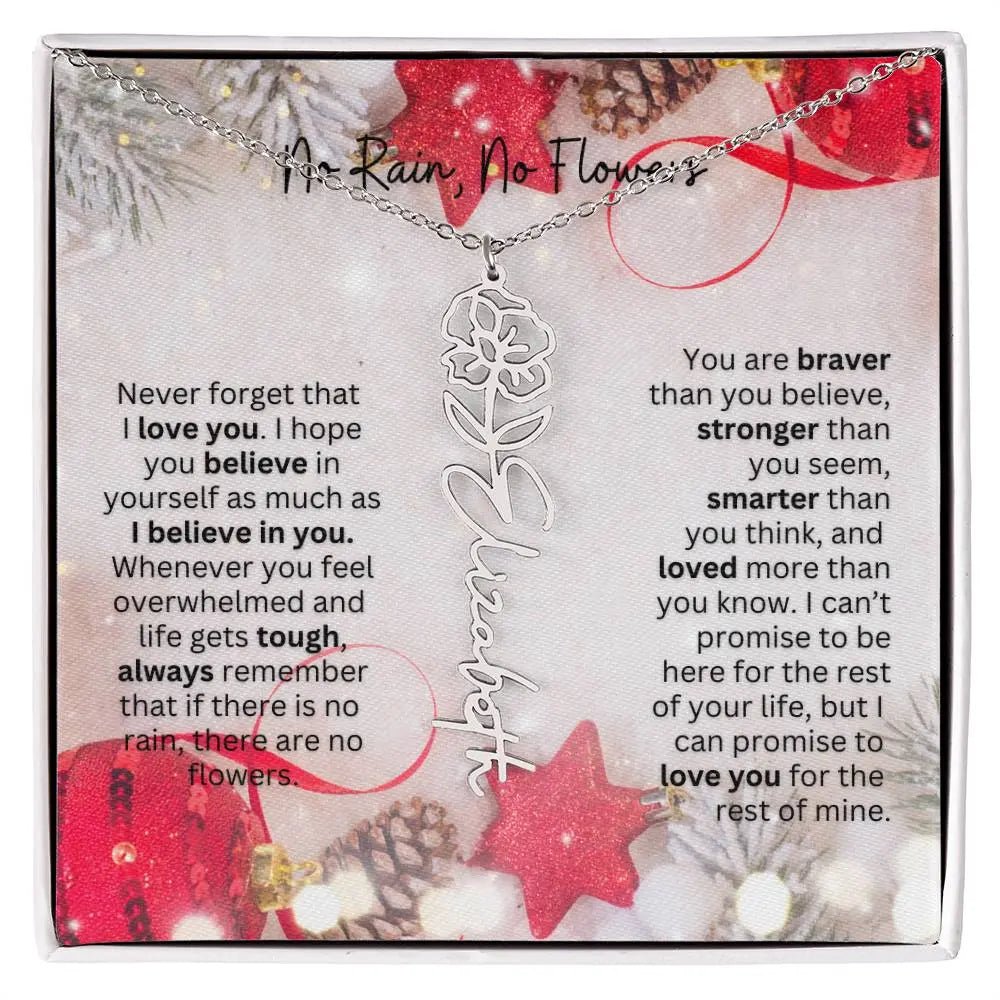 No Rain No Flowers Necklace for Daughter - Christmas Birth Flower Jewelry Gift 2025 - Ever Trendy Essentials