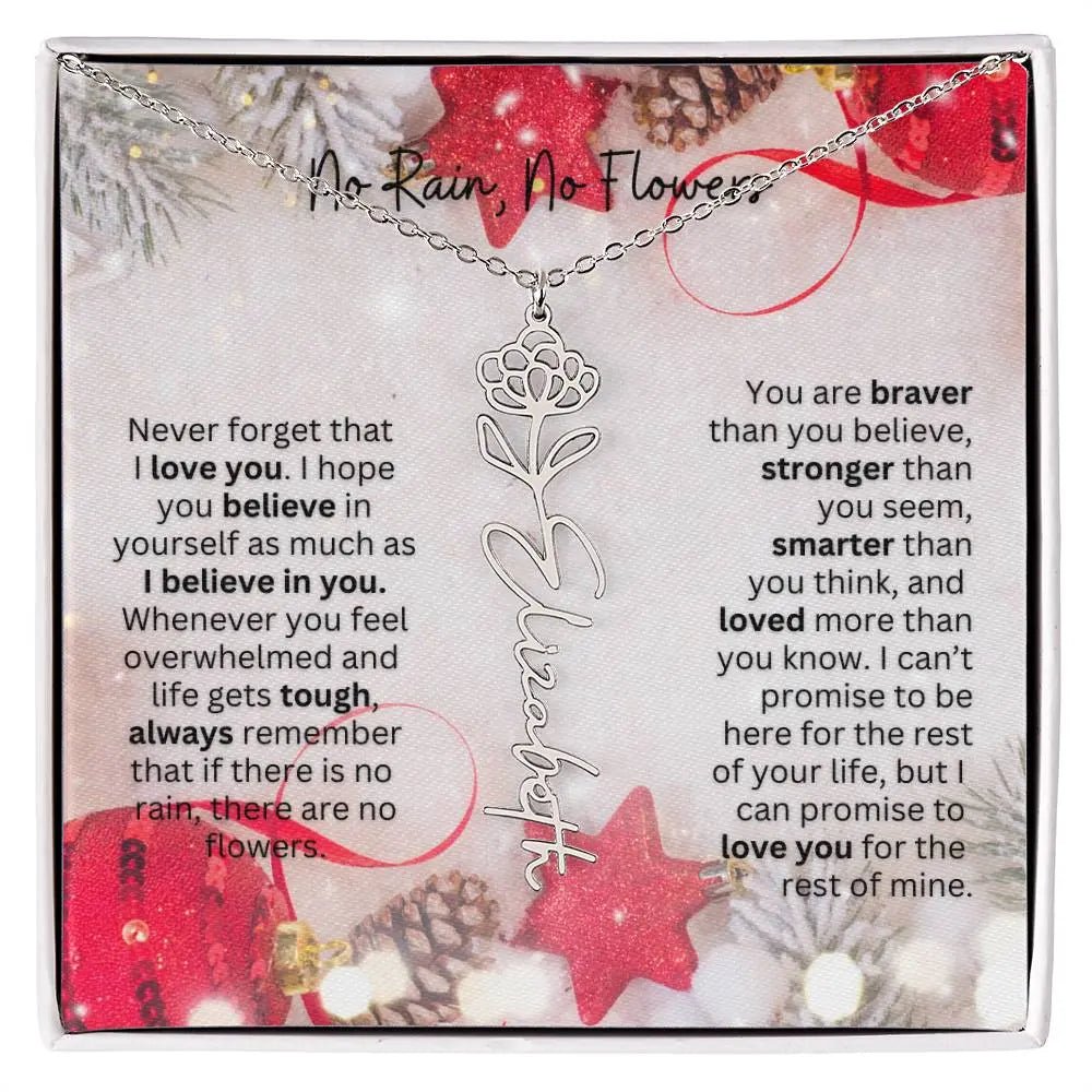 No Rain No Flowers Necklace for Daughter - Christmas Birth Flower Jewelry Gift 2025 - Ever Trendy Essentials