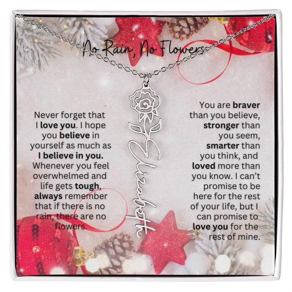 No Rain No Flowers Necklace for Daughter - Christmas Birth Flower Jewelry Gift 2025 - Ever Trendy Essentials